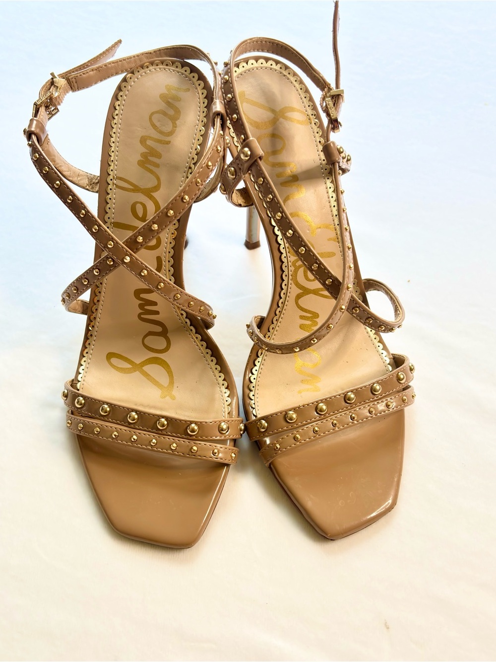 Sam Edelman Nude Tan Studded Strappy Heels